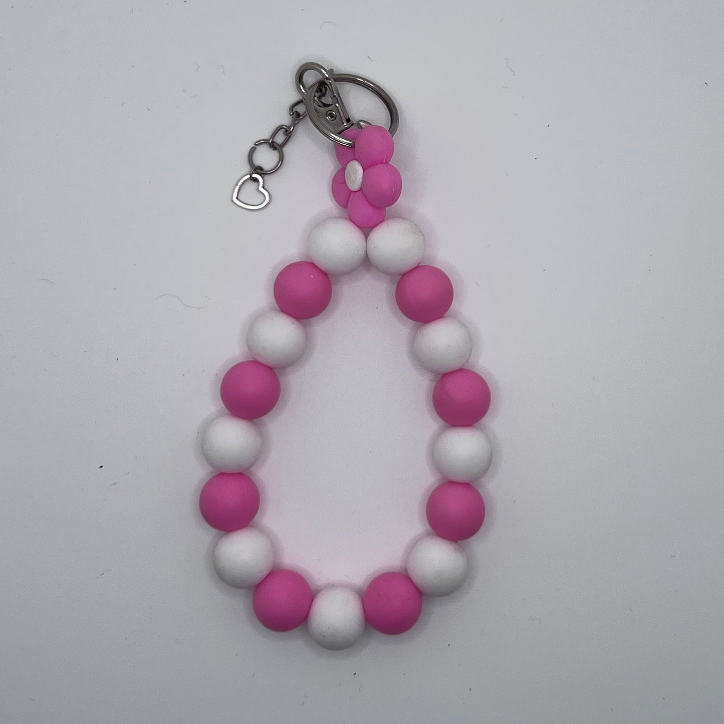 Keychain - Wristlet Pink & White