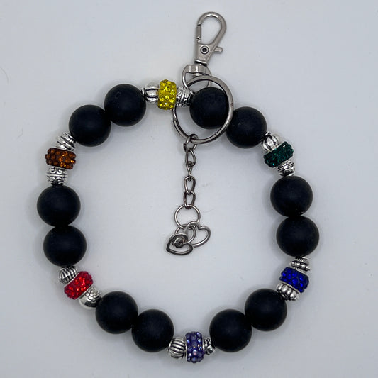 Keychain - Wristlet Black with Rainbow