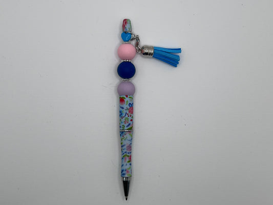 Fancy Beaded Pen Pink & Blue & Purple