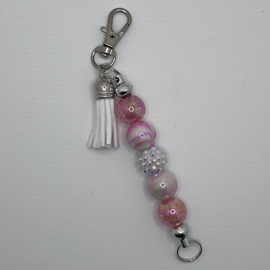Keychain -  Pink & White Stick 2