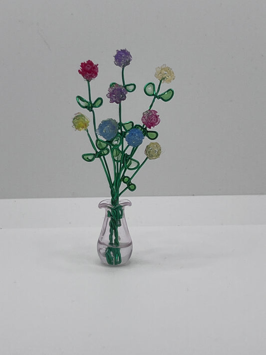 Floral Bouquet in Clear Vase Carnations