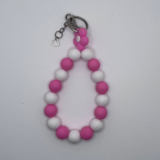 Keychain - Wristlet Pink & White